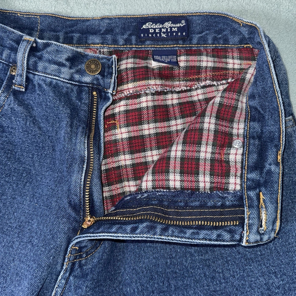 Eddie Bauer Straight Leg Jeans with Red Plaid Lining